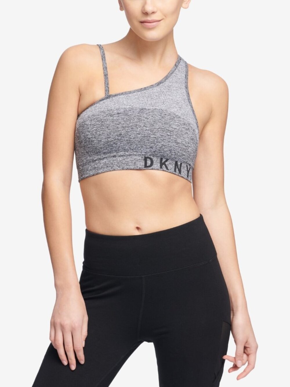 DKNY Womens Sport Asymmetrical Strappy Back Low Impact Sports Bra